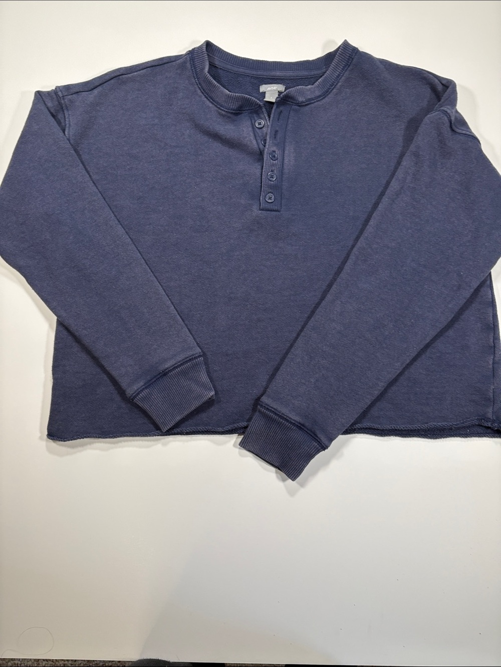 aerie Navy Blue Henley Pullover Sweatshirt